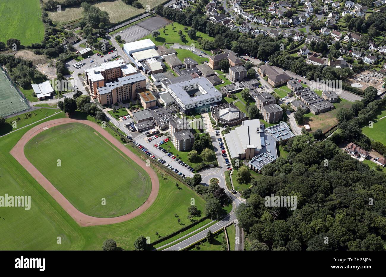 Vista aerea della Leeds Trinity University, West Yorkshire, Regno Unito Foto Stock