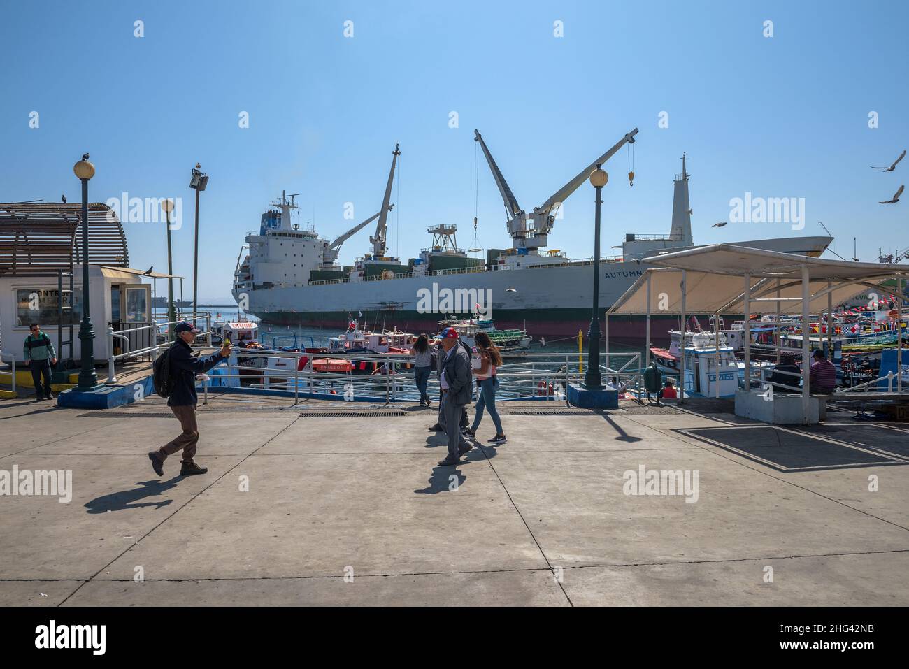 Molo Di Muelle Prat Nel Porto Di Valparaiso, Cile Foto Stock
