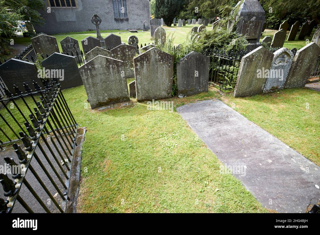 wordsworth famiglia trama nel terreno della chiesa di st oswalds grasmere lake district, cumbria, inghilterra, regno unito Foto Stock