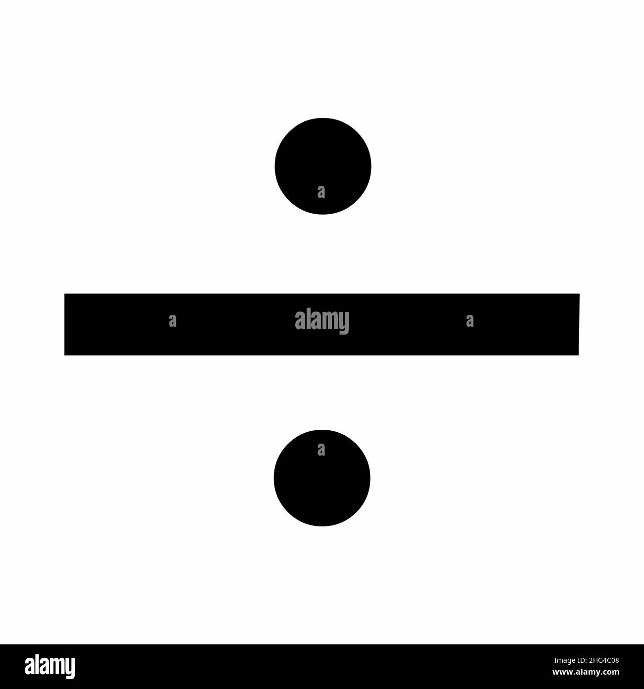 Segno matematico di divisione isolato su sfondo bianco Illustrazione Vettoriale