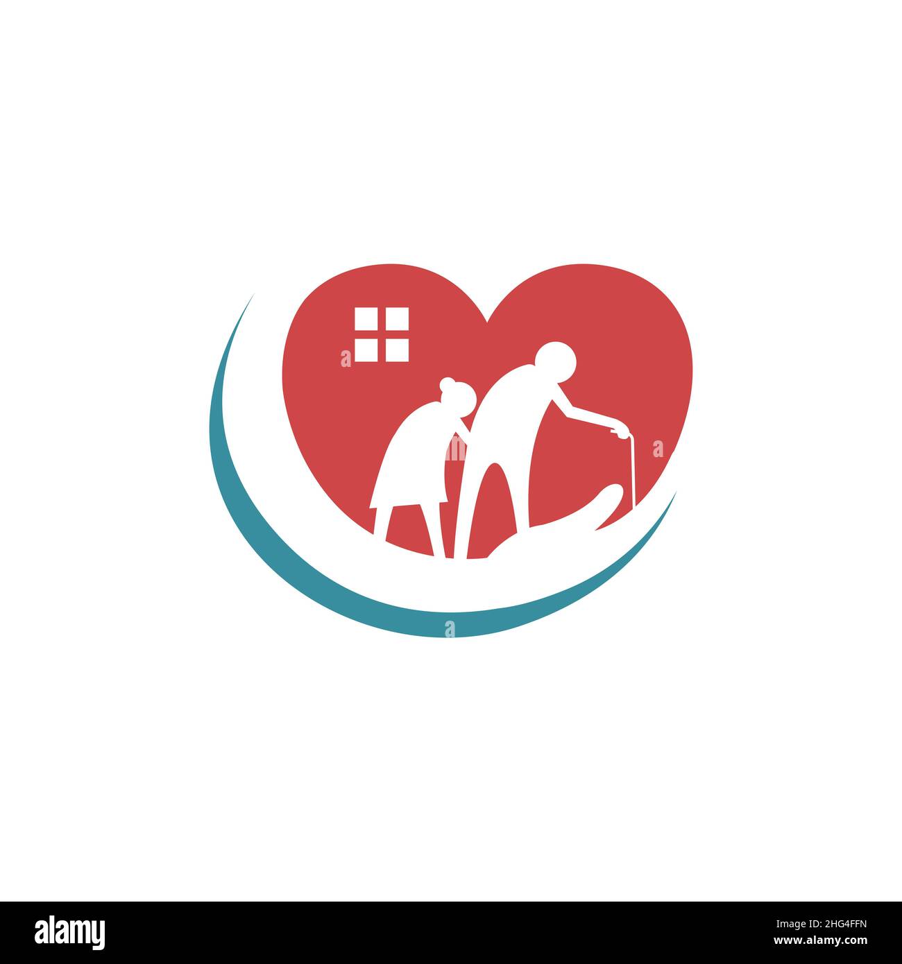 Immagine vettoriale logo anziani senior care design Best logo Illustrazione Vettoriale