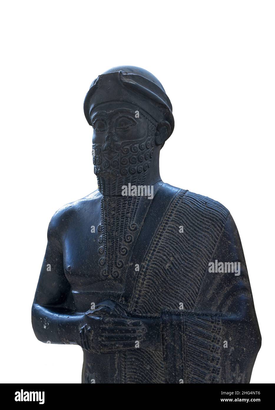 Statua con l'iscrizione di Puzur Ishtar, governatore di Mari. Museo Archeologico di Istanbul, Turchia. Foto Stock