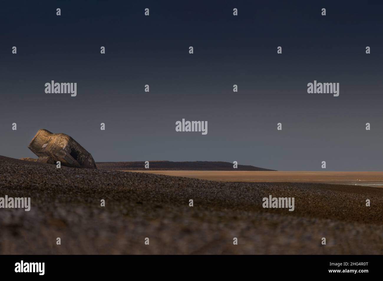 le blockhaus du Hourdel vu de la pointe du Hourdel Foto Stock