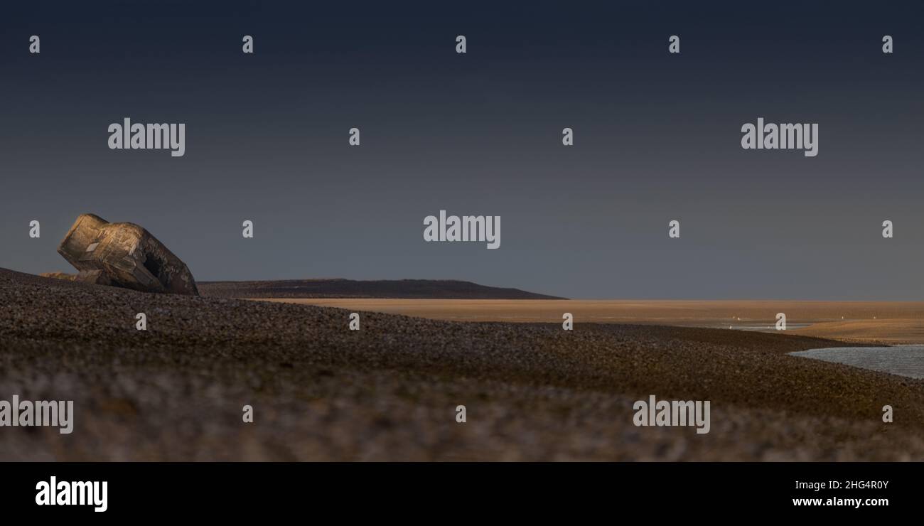 le blockhaus du Hourdel vu de la pointe du Hourdel Foto Stock