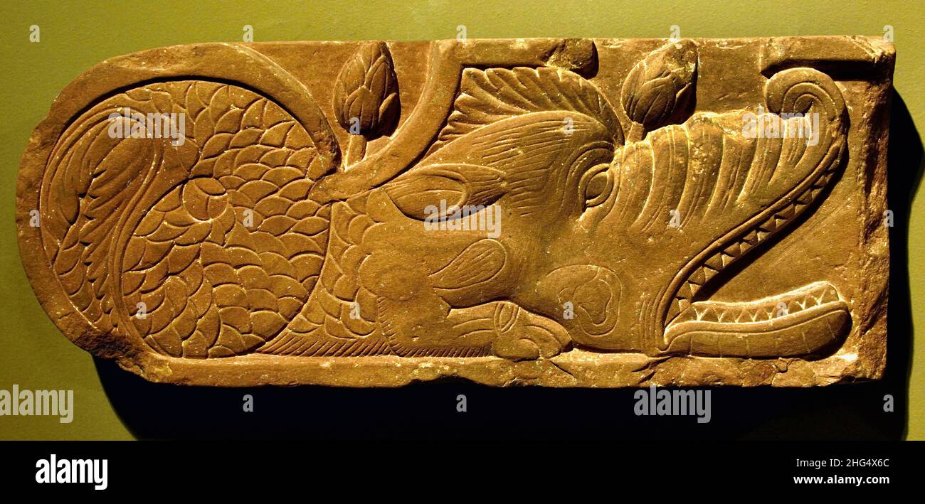 Creatura mitica composta da parti di vari animali Makara, 2nd secolo Mathura (Uttar Pradesh), India, indiano, Foto Stock