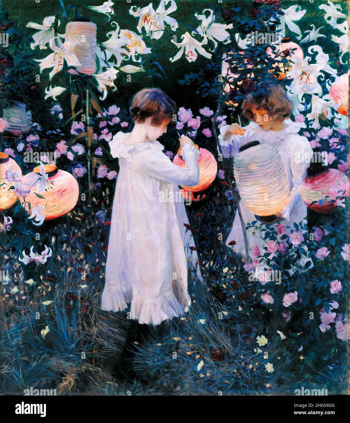 Garofano, Giglio, Giglio, Rosa di John Singer Sargent (1856-1925), olio su tela, c.. 1885 Foto Stock