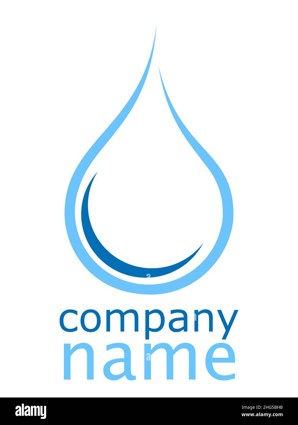 Illustrazione vettoriale di una goccia d'acqua blu come logo per un'azienda Foto Stock