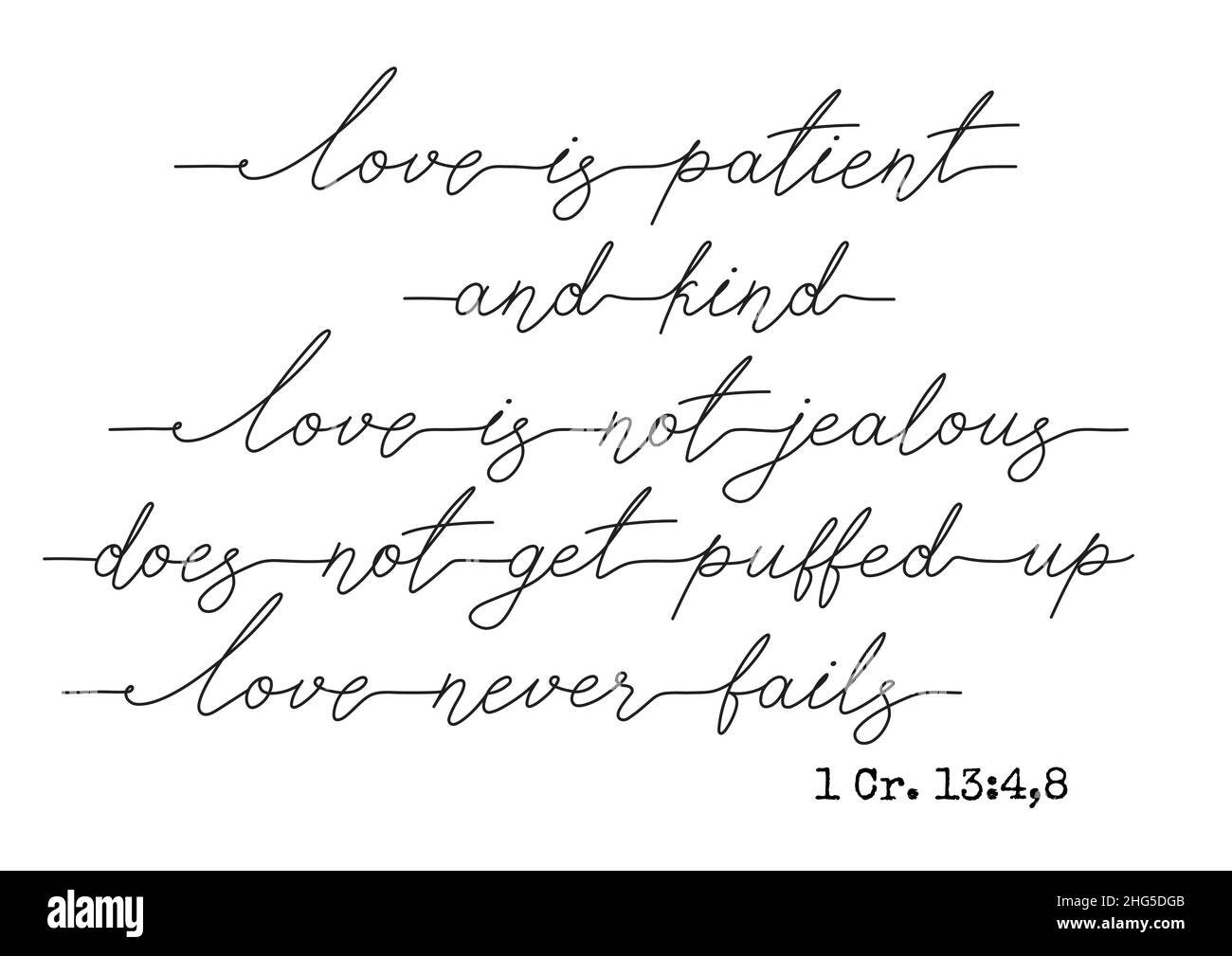 Bibbia Verse quote Love Description testo calligrafico Illustrazione Vettoriale