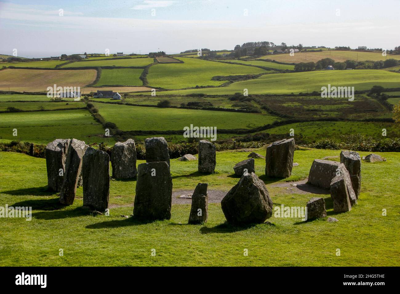 Drombeg Stone Circle vicino a Glandore, County Cork, Irlanda Foto Stock