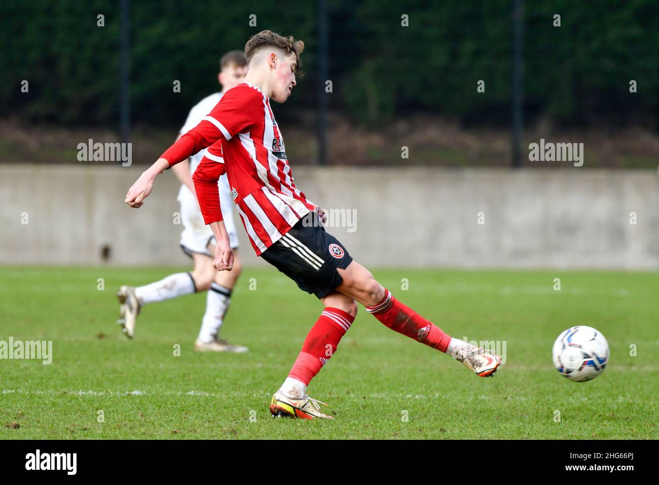 Swansea, Galles. 18 Gennaio 2022. Oliver Arblaster di Sheffield ha Unito Under 18s durante la partita della Professional Development League tra Swansea City Under 18s e Sheffield United Under 23s alla Swansea City Academy di Swansea, Galles, Regno Unito il 18 gennaio 2022. Credit: Duncan Thomas/Majestic Media. Foto Stock