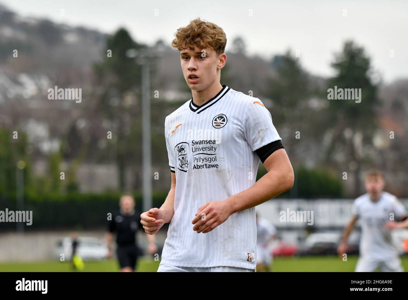 Swansea, Galles. 18 Gennaio 2022. Sebastian Dabrowski di Swansea City Under 18s durante la partita della Professional Development League tra Swansea City Under 18s e Sheffield United Under 23s alla Swansea City Academy di Swansea, Galles, Regno Unito il 18 gennaio 2022. Credit: Duncan Thomas/Majestic Media. Foto Stock