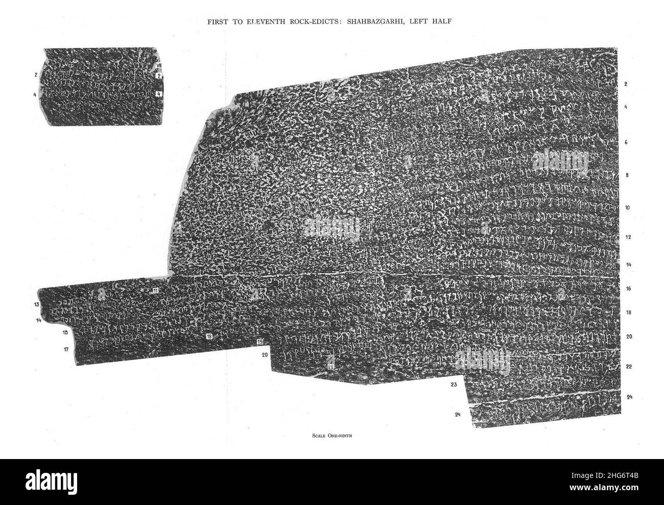 Shahbazgarhi edicts 1-11 a sinistra metà. Foto Stock