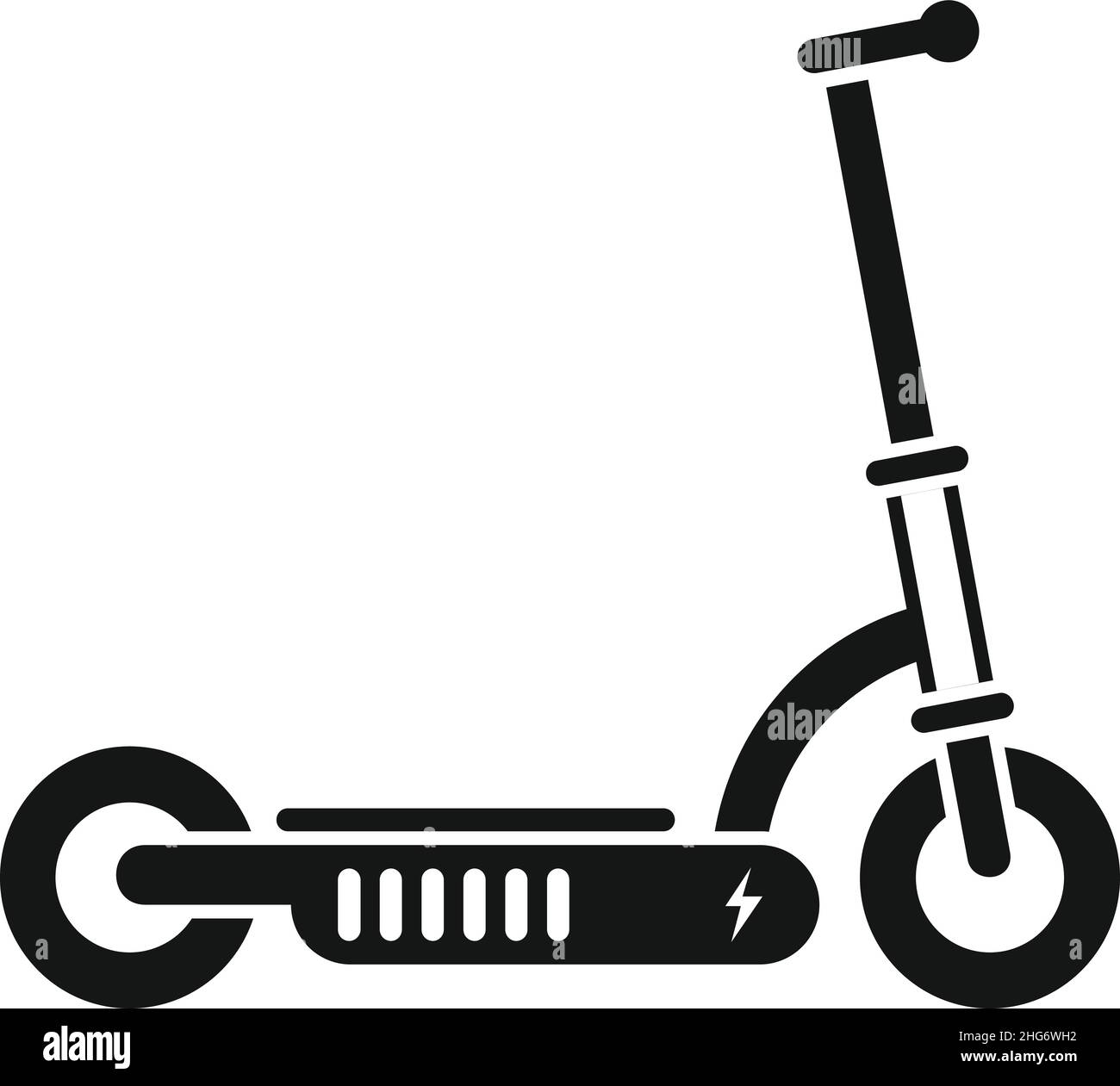 Mobilità scooter elettrico icona semplice vettore. Trasporto dei calci. Noleggio trotinette Illustrazione Vettoriale