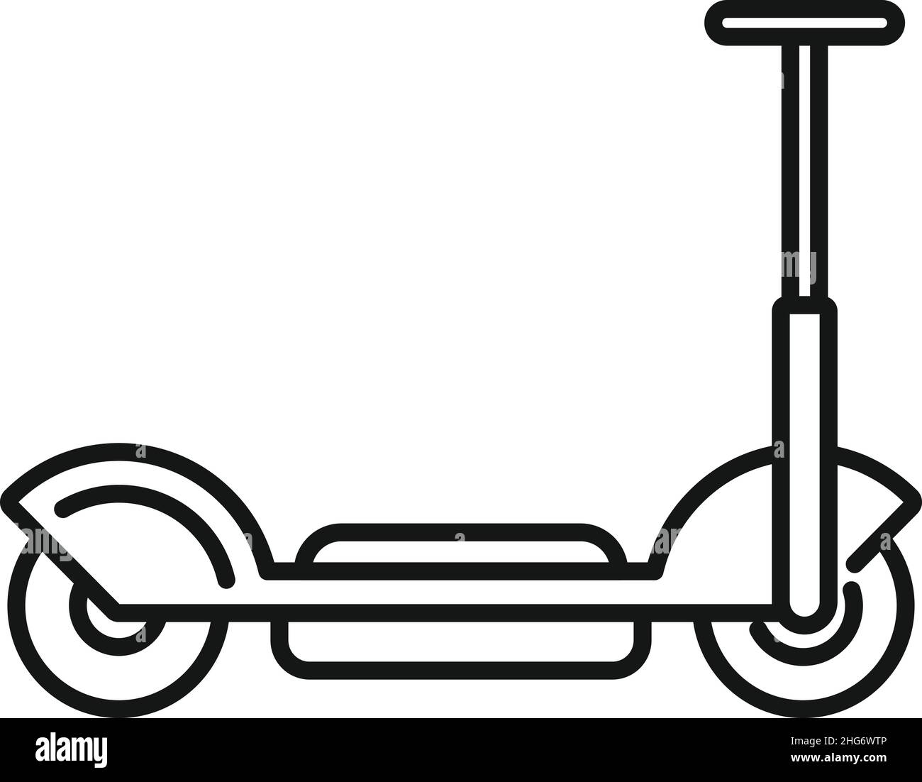 Bici elettrica icona contorno vettore. Trasporto scooter. Calci trotinette Illustrazione Vettoriale