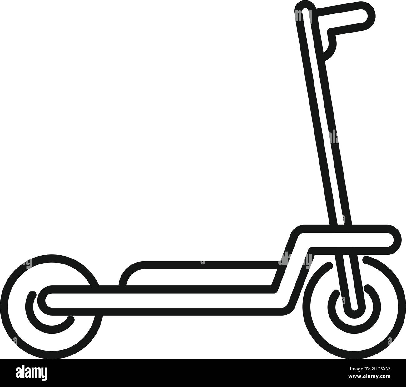 Vettore di contorno icona scooter elettrico per la mobilità. Trasporto dei calci. Noleggio trotinette Illustrazione Vettoriale