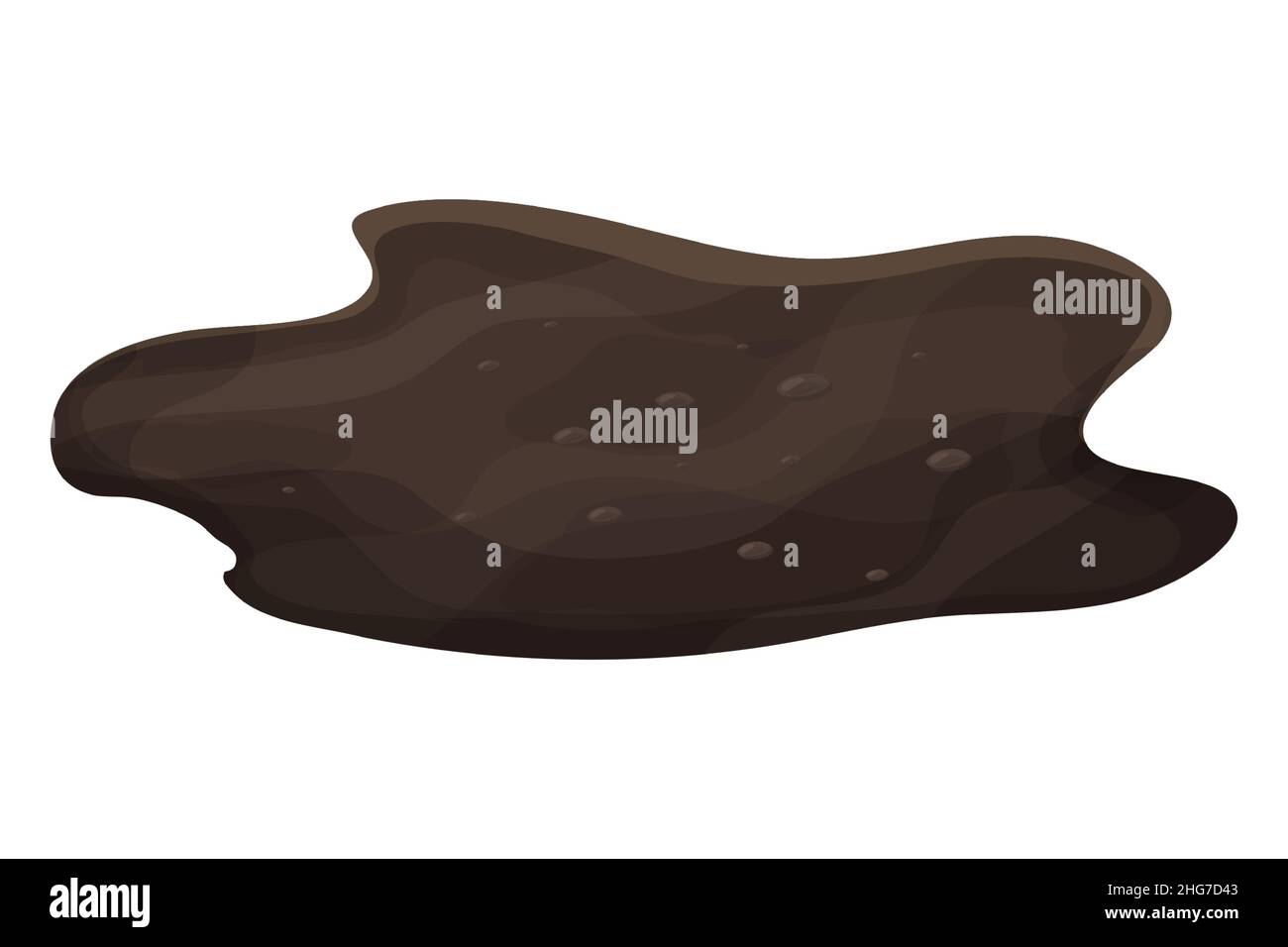 Pudle di fango sporco, palude in stile cartone animato isolato su sfondo bianco. Terreno umido naturale, clip art. . Illustrazione vettoriale Illustrazione Vettoriale