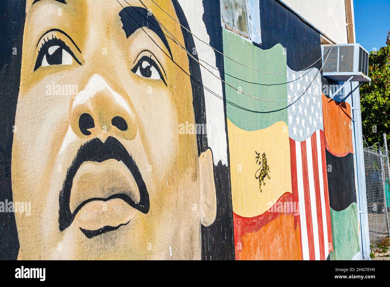 Miami Florida,Liberty City,Martin Luther King,murale,Storia Nera,movimento per i diritti civili,leader,FL051231377 Foto Stock