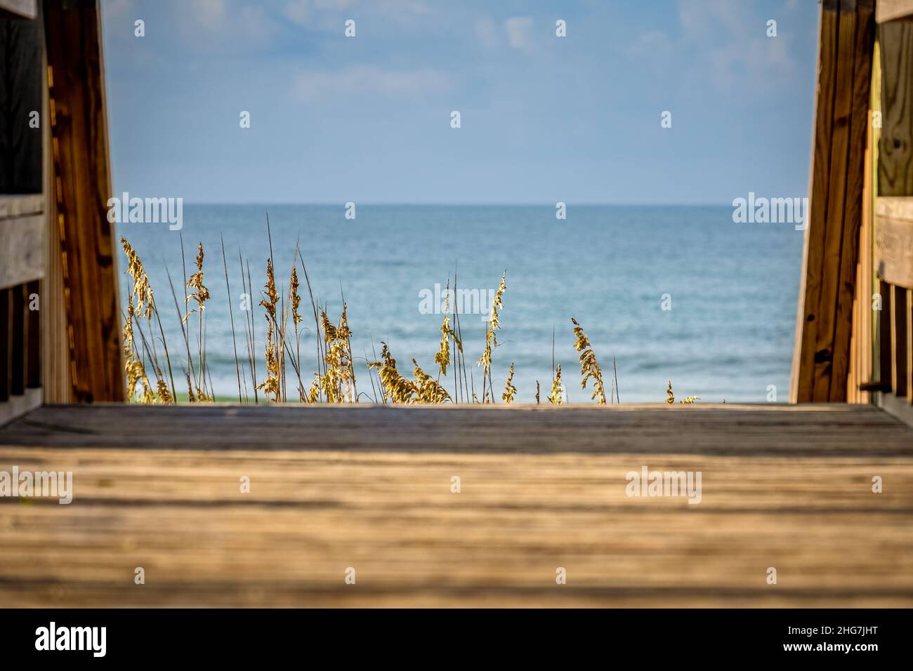 Simbolico di un gateway per una vacanza in spiaggia in attesa a Emerald Isle, Carolina del Nord. Foto Stock