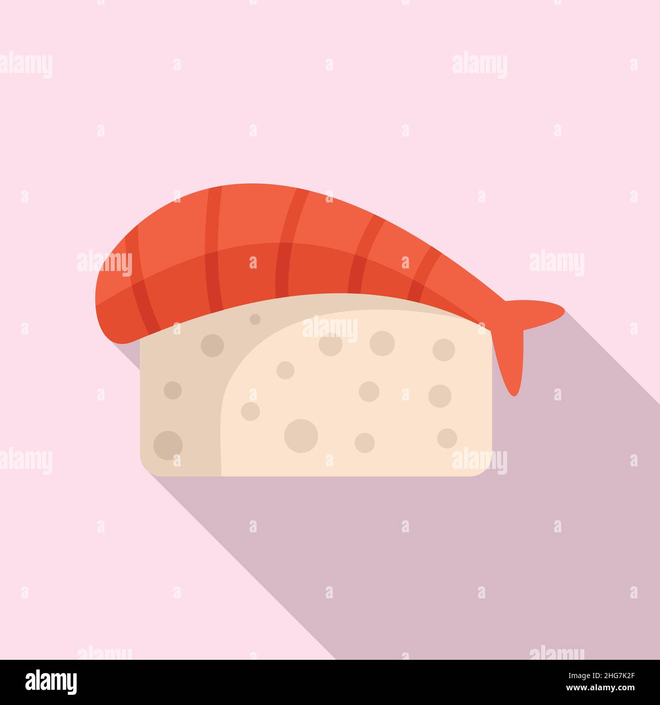 Riso salmone icona flat vettore. Sushi giapponese. Gamberetti giapponesi Illustrazione Vettoriale