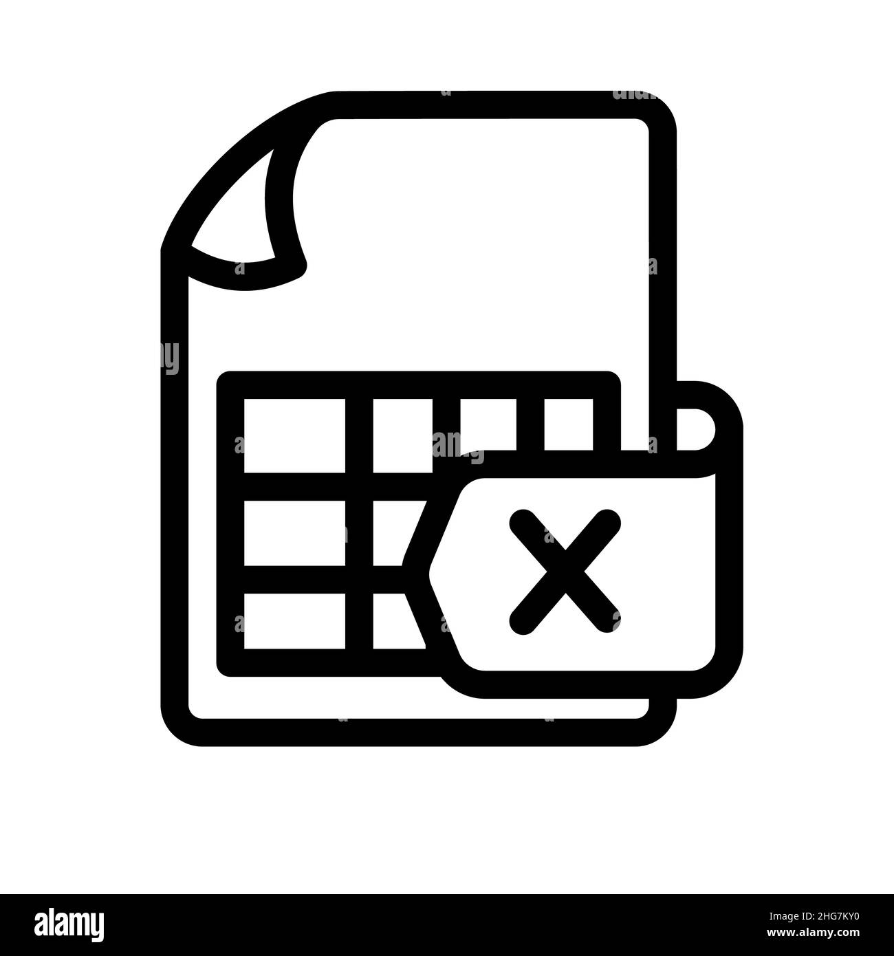 file di documenti excel foglio di carta icona singola isolata con illustrazione vettoriale stile contorno Foto Stock