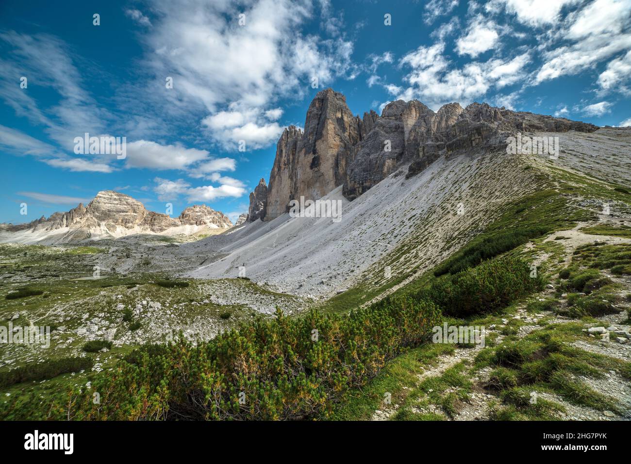 Tre Cime di Lavaredo Dolomiti italiane, Trentino, Italia Foto Stock