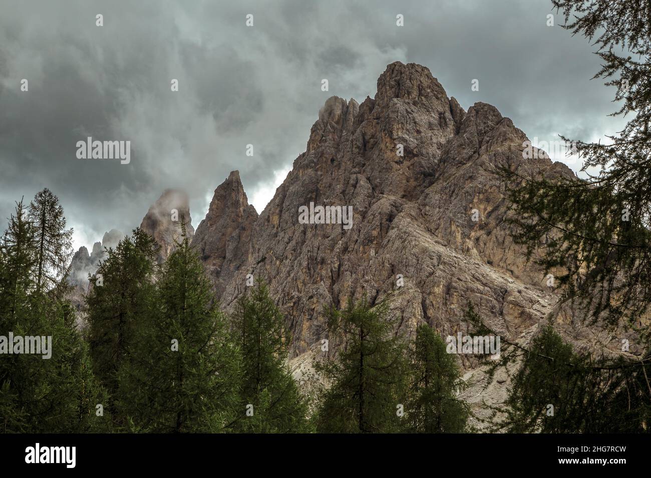 Cadini di Misurina Dolomite prima della tempesta, Trentino, Italia Foto Stock