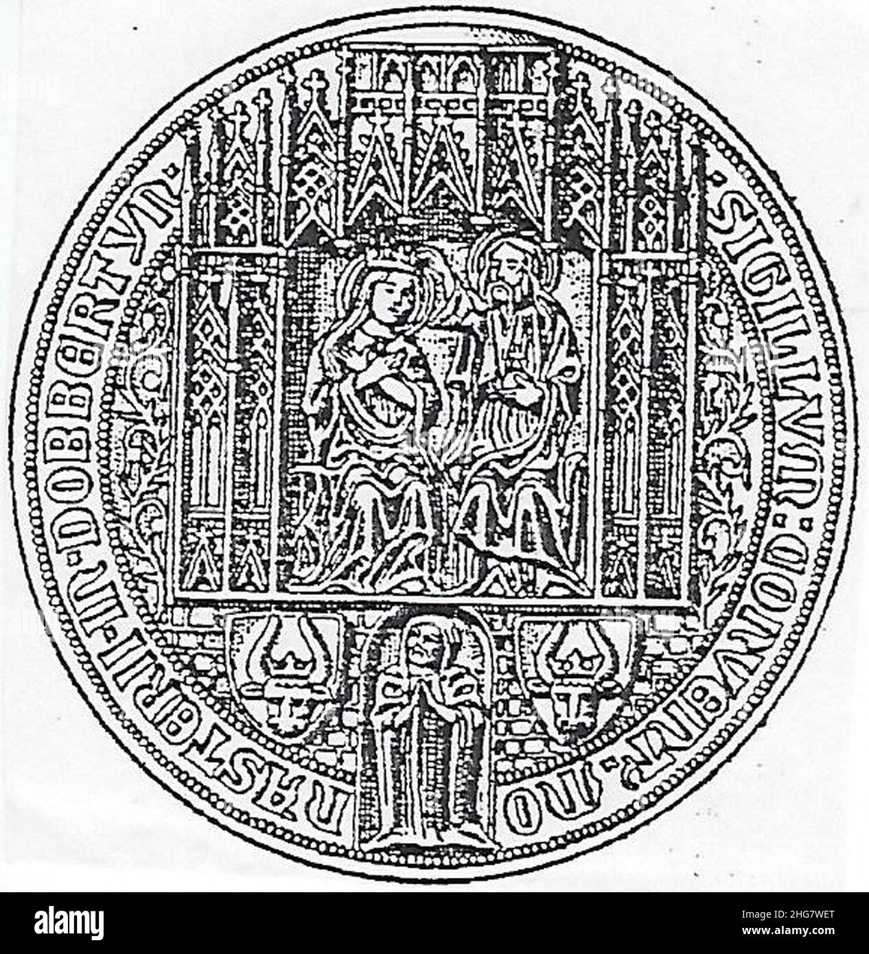 Siegelstempel des zweiten Klostersiegels (Dobbertin). Foto Stock