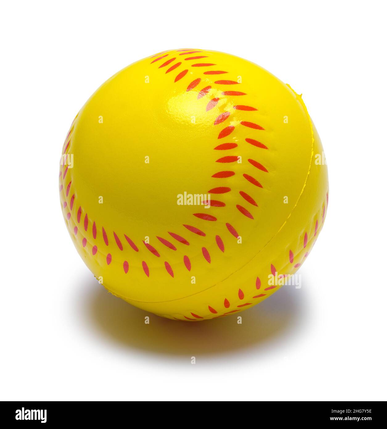 Yellow Foam Baseball Cut out su White. Foto Stock
