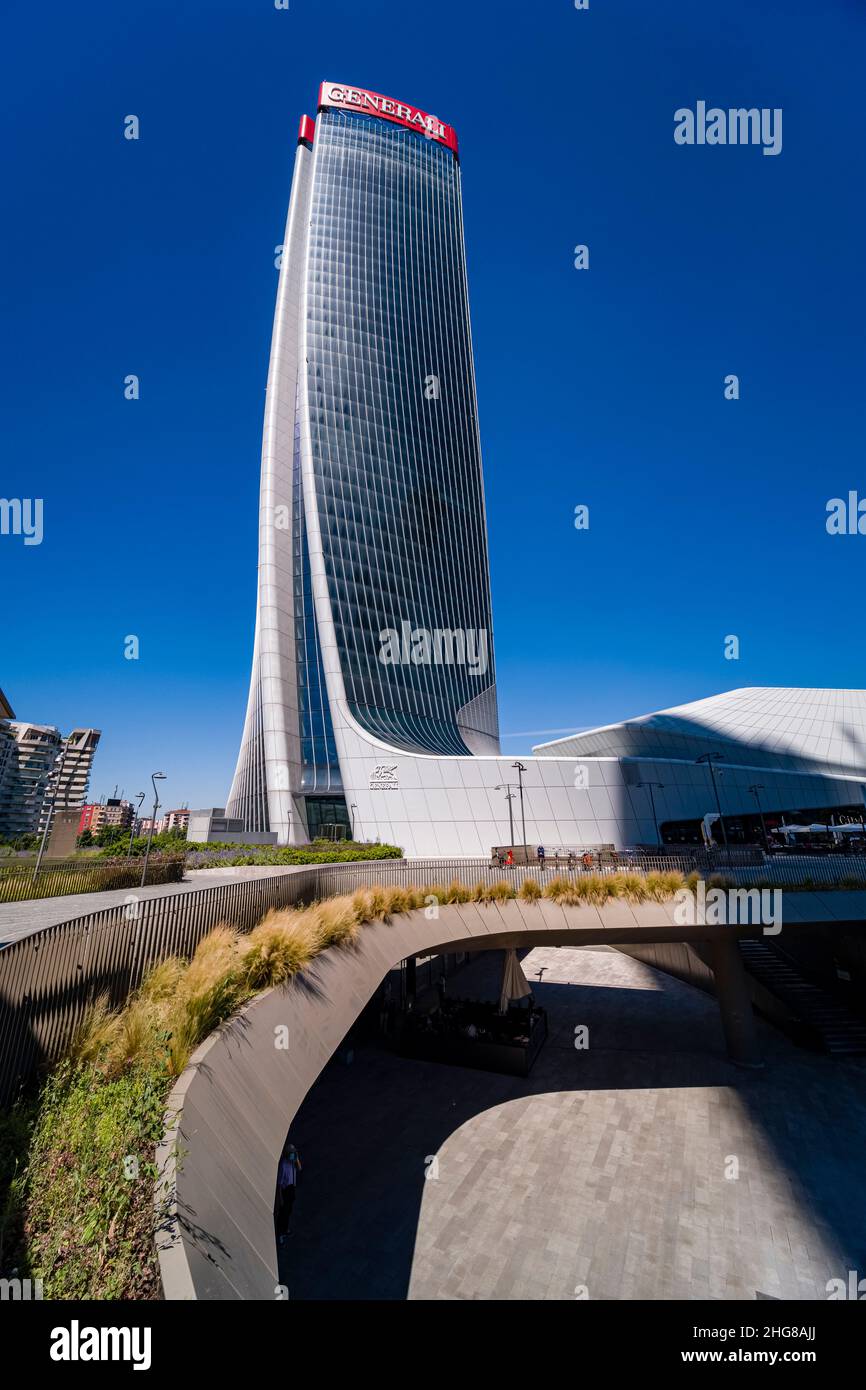 Torre generali, lo Storto, la Torre Hadid, Torre generali, uno dei moderni grattacieli del quartiere porta nuovo. Foto Stock