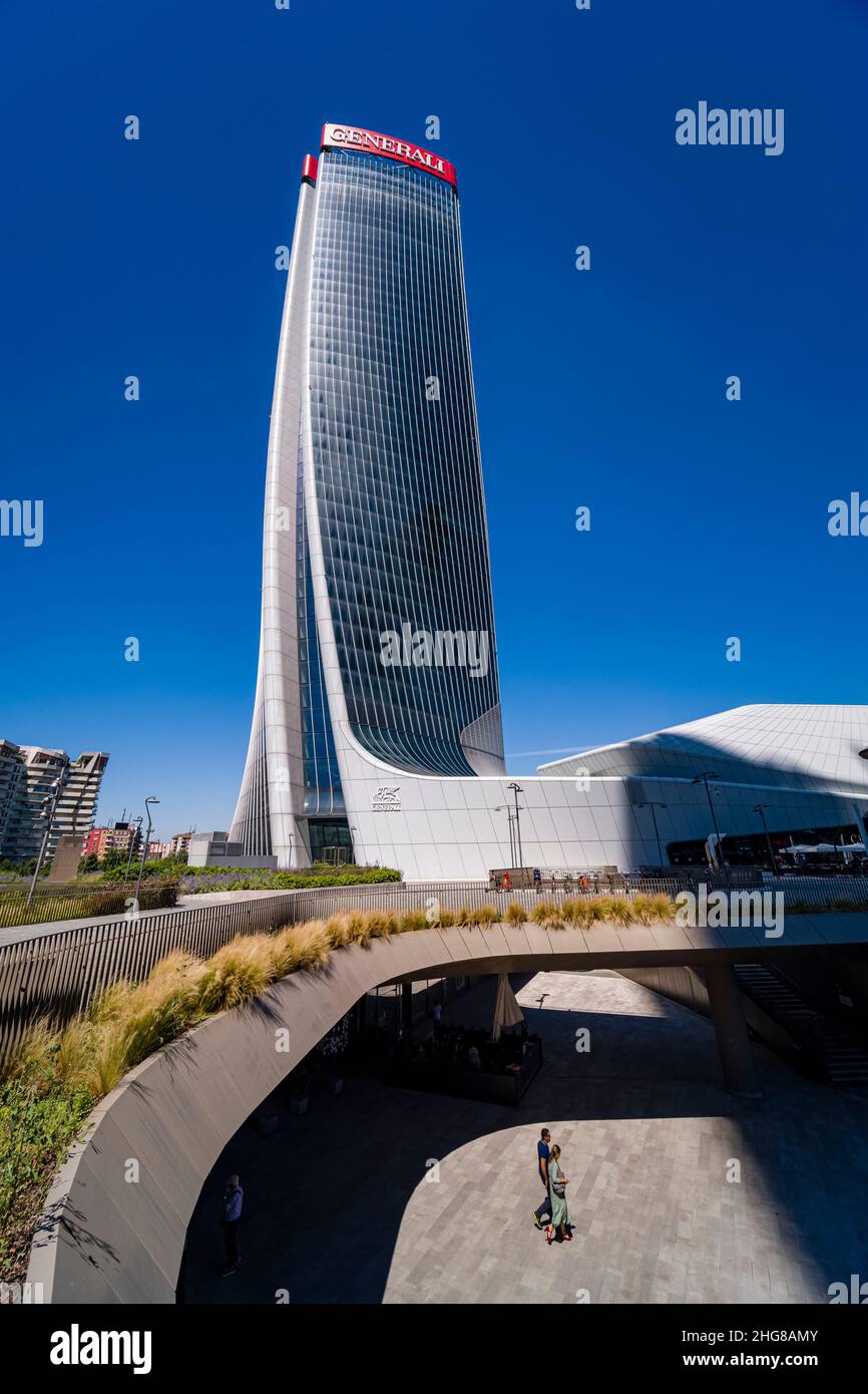 Torre generali, lo Storto, la Torre Hadid, Torre generali, uno dei moderni grattacieli del quartiere porta nuovo. Foto Stock
