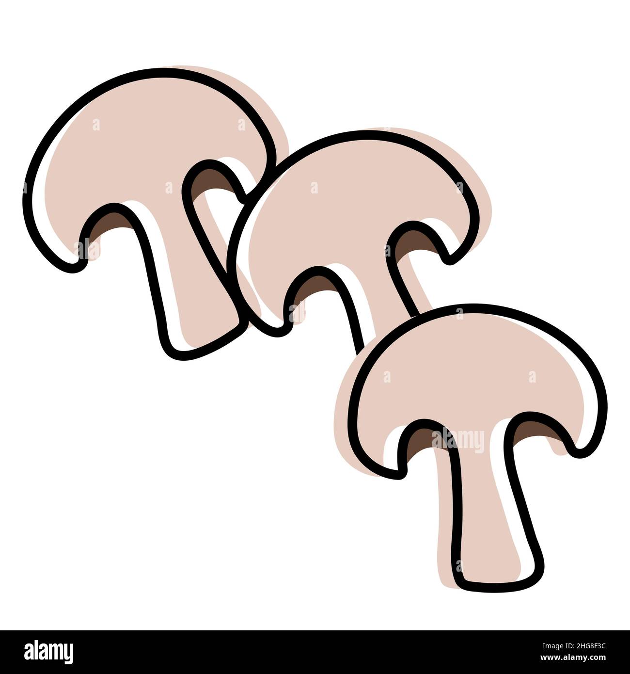 Fette di funghi commestibili. Semplice illustrazione vettoriale champignon Illustrazione Vettoriale