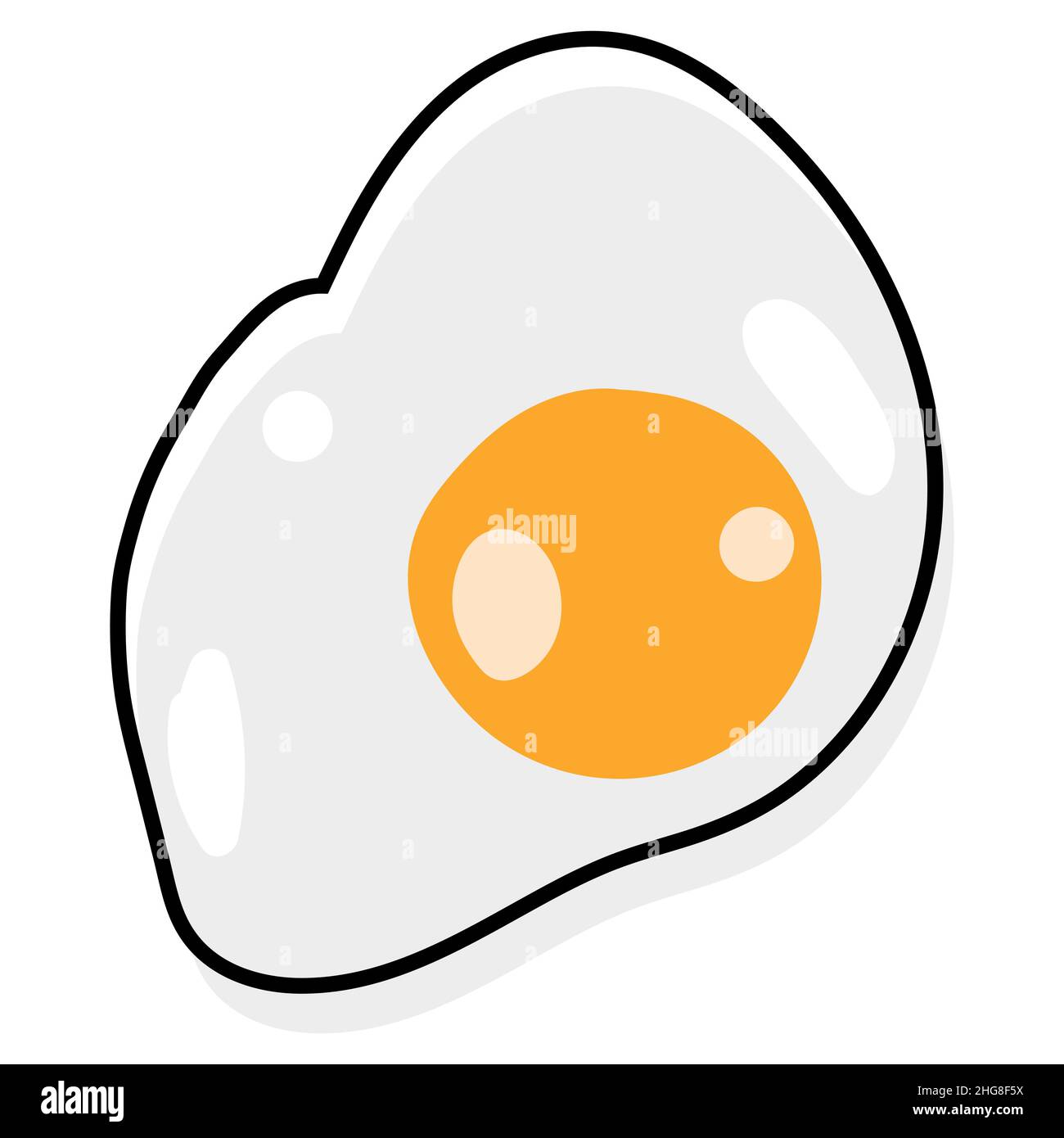 Semplice uovo fritto con tuorlo. Illustrazione stilizzata con uova cotte. Vettore cartoonistico Illustrazione Vettoriale