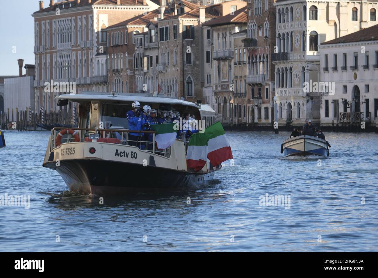 Punti di ripresa per le Olimpiadi invernali Cortina Milano 2026 a Venezia, Italia, gennaio 18 2022. (MVS) Foto Stock