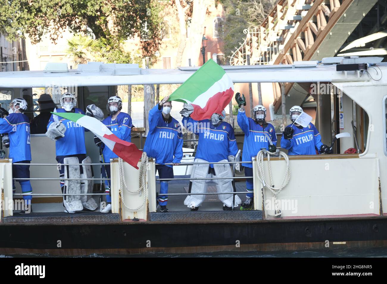 Punti di ripresa per le Olimpiadi invernali Cortina Milano 2026 a Venezia, Italia, gennaio 18 2022. (MVS) Foto Stock