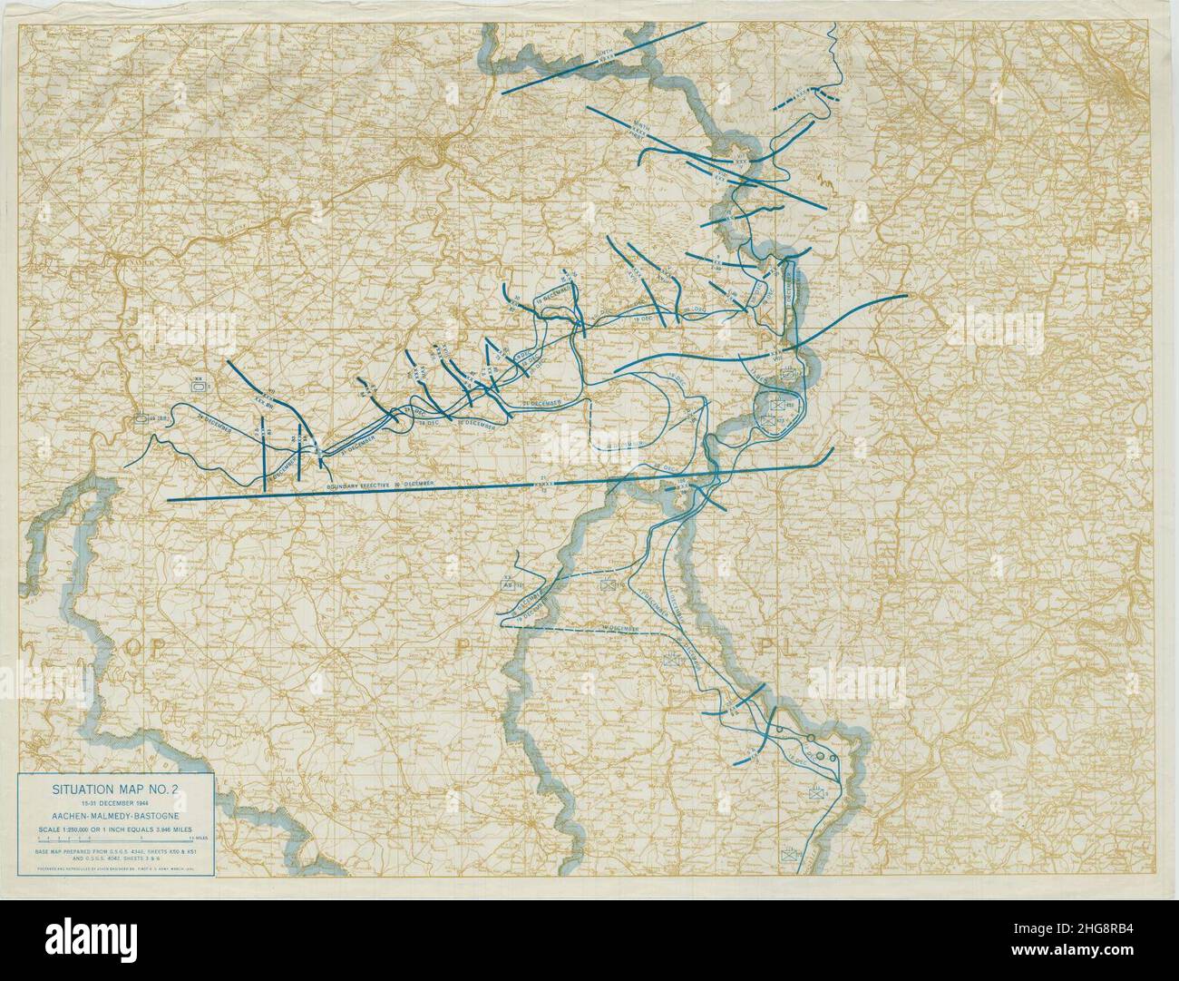 Situazione Mappa N. 10 1 Agosto 1944 - 22 Febbraio 1945 Eupen, St. Vith, Bastogne Foto Stock