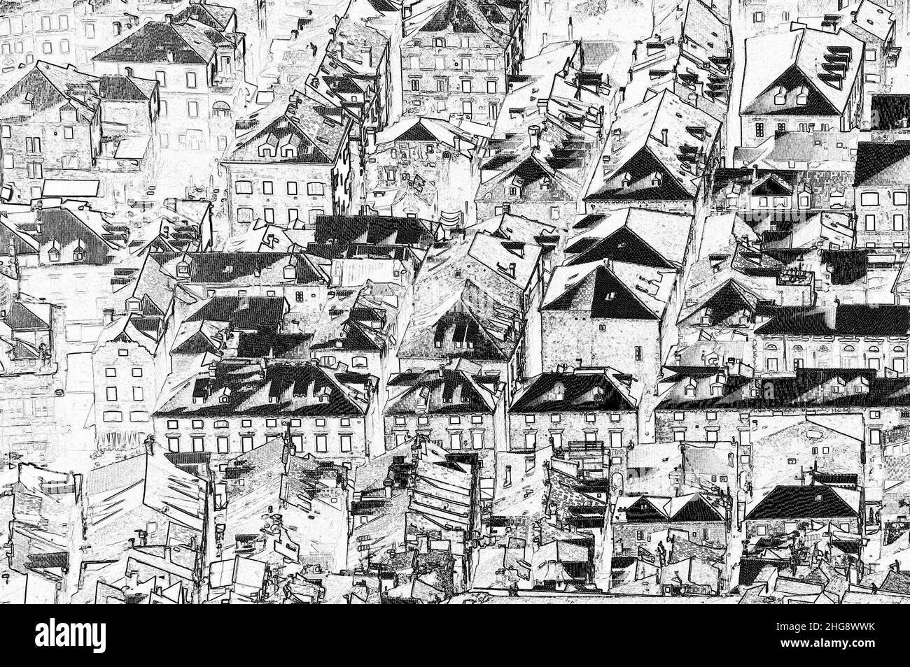 Vista aerea sulla città vecchia di Dubrovnik, Croazia Foto Stock