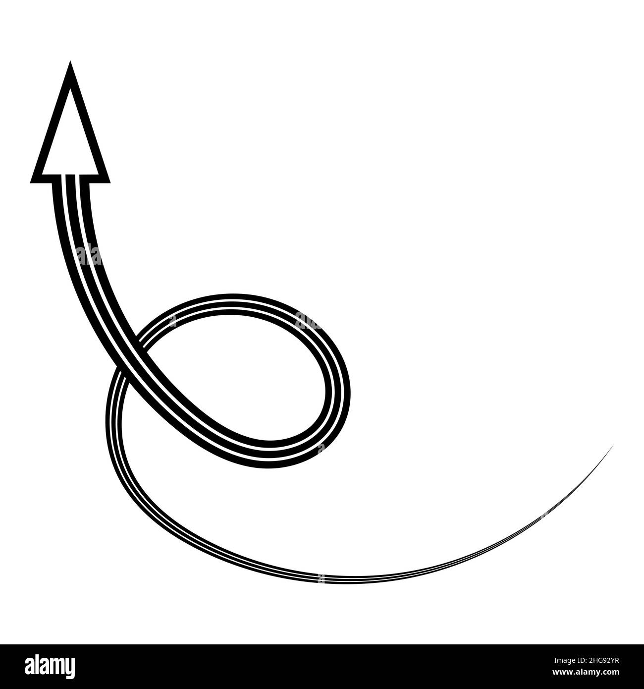 Icona di decollo, freccia di salita, il cammino verso un futuro felice e luminoso Illustrazione Vettoriale