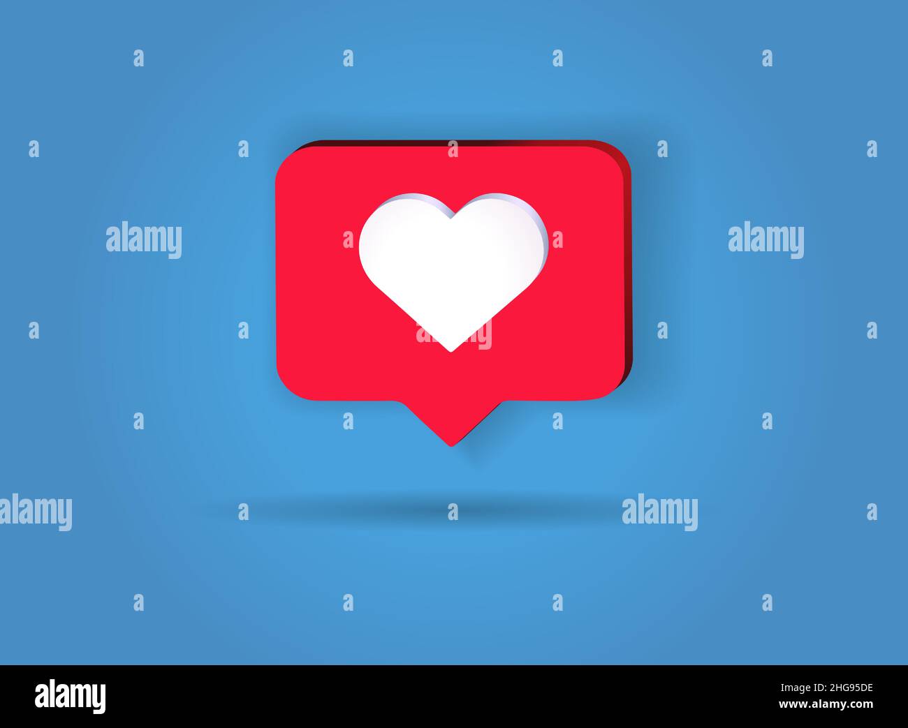 Icona di notifica simile a un cuore in blu. Icona dell'app social network. Illustrazione vettoriale Illustrazione Vettoriale