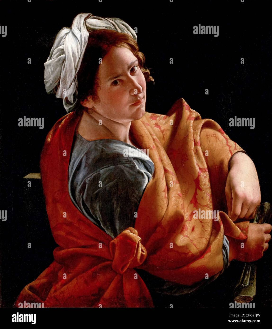 Ritratto di una giovane donna come Sibyl, dipinto di Orazio Gentileschi, circa 1620 Foto Stock