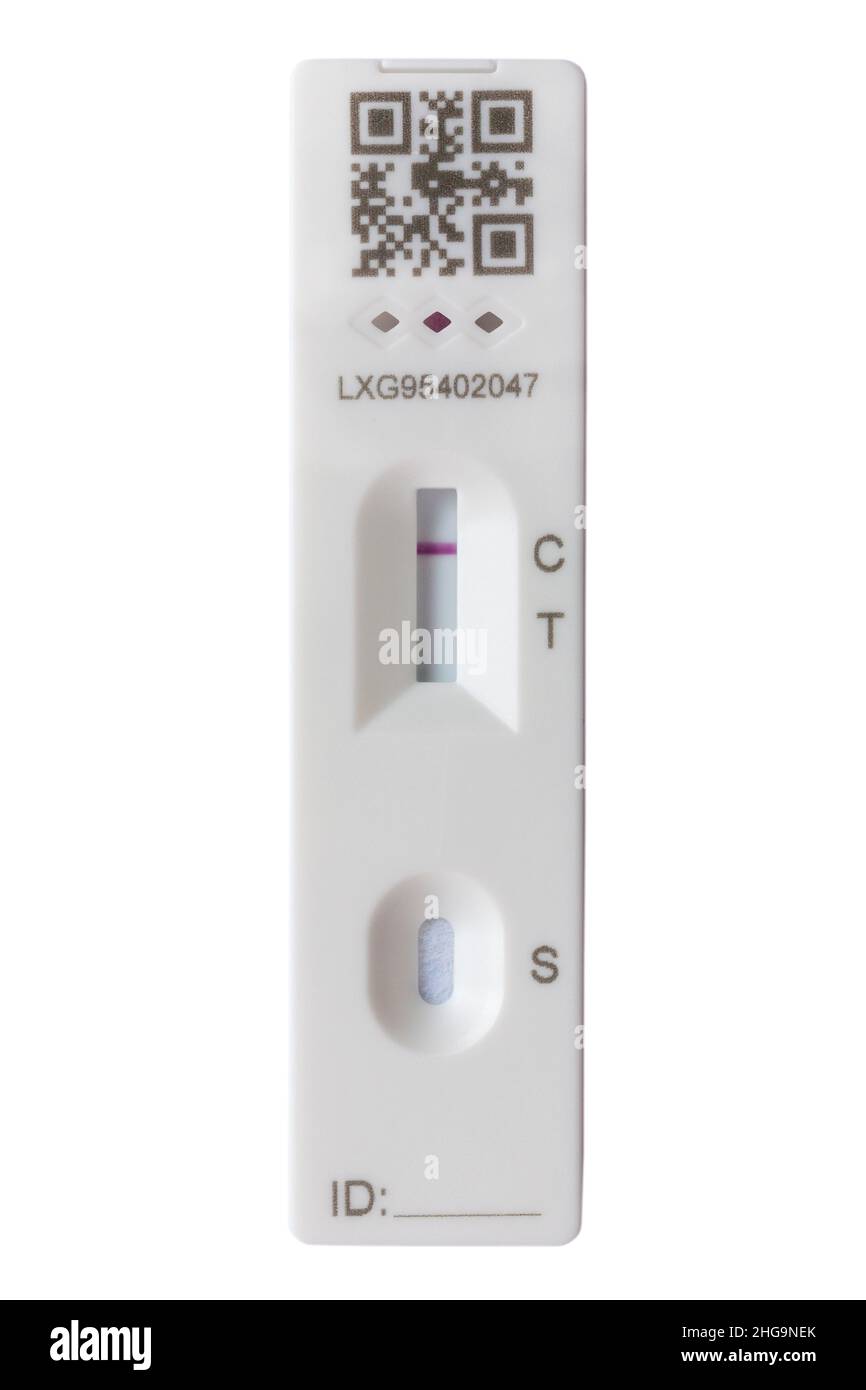 Test autodiagnostico COVID-19 (Rapid Antigen test) con esito negativo - test antigenico rapido COVID-19 domestico Foto Stock