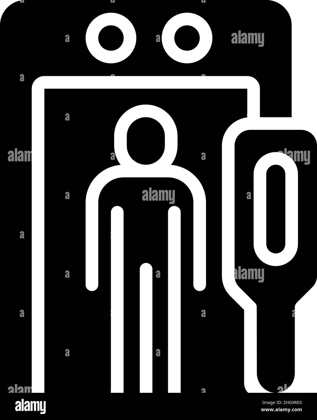 Icona glyph nero di sicurezza del confine con l'aeroporto Illustrazione Vettoriale