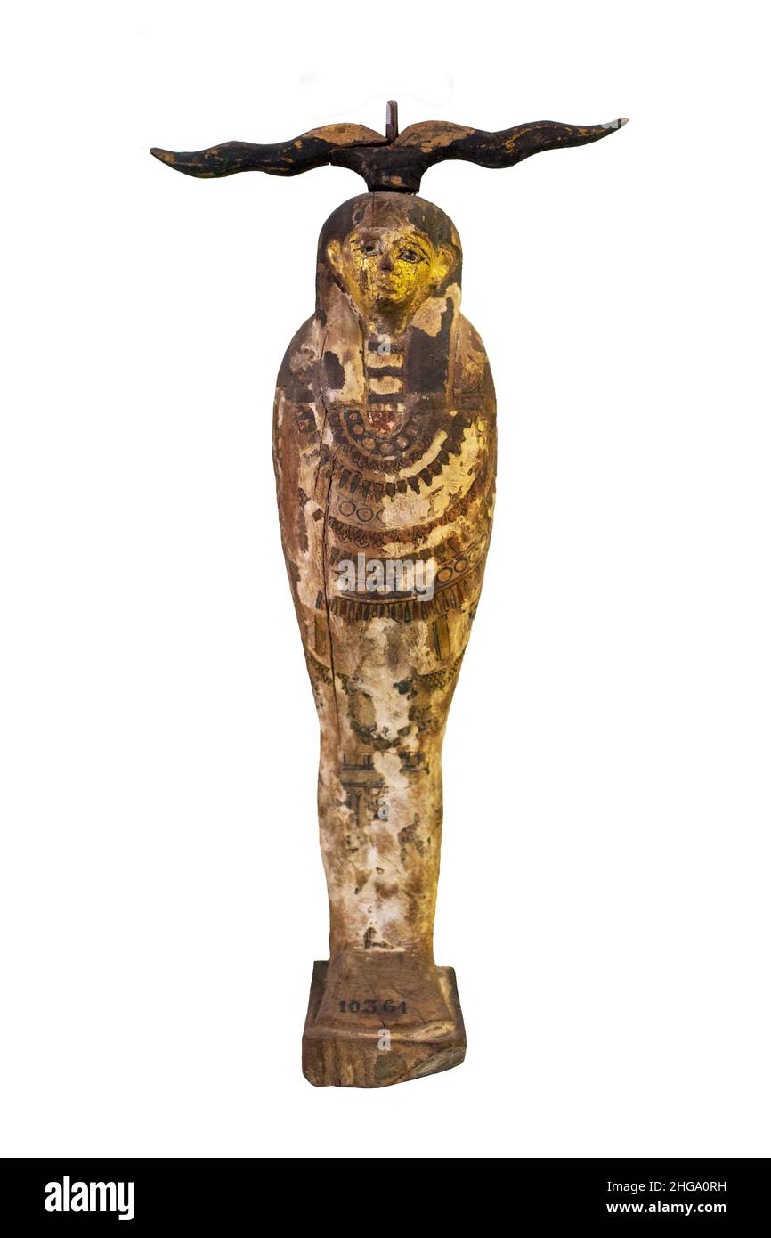 Figura di Ptah Sokar Osiride (manufatti dell'antico Egitto) nel Museo Archeologico di Istanbul, Turchia. Foto Stock
