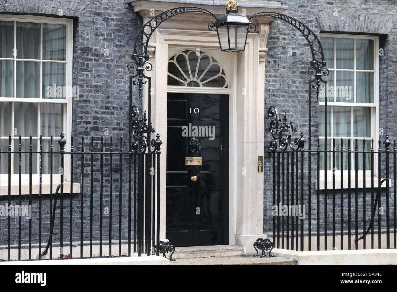 Vista generale all'entrata di No. 10 Downing Street. Foto Stock