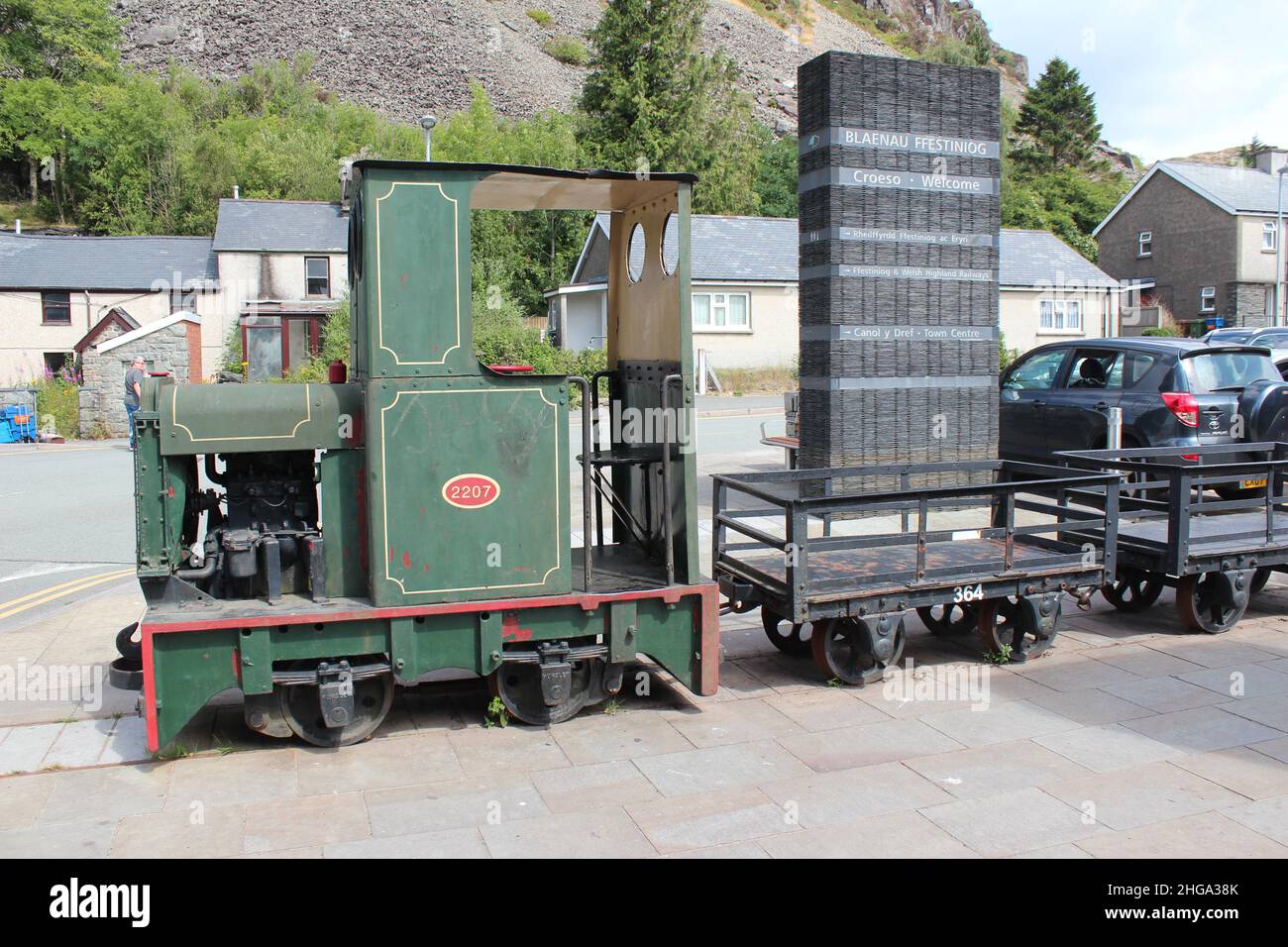 Blaenau Ffestiniog treno a vapore Gwynedd Galles, Blaenau Ffestiniog era una volta una città mineraria ardesia era la capitale dell'ardesia del mondo Foto Stock