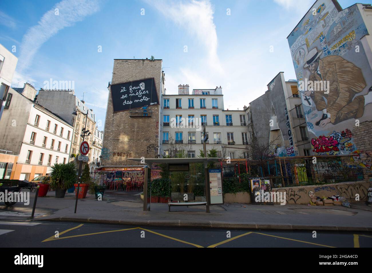 Una giornata ordinaria nel quartiere Belleville, Parigi Foto Stock