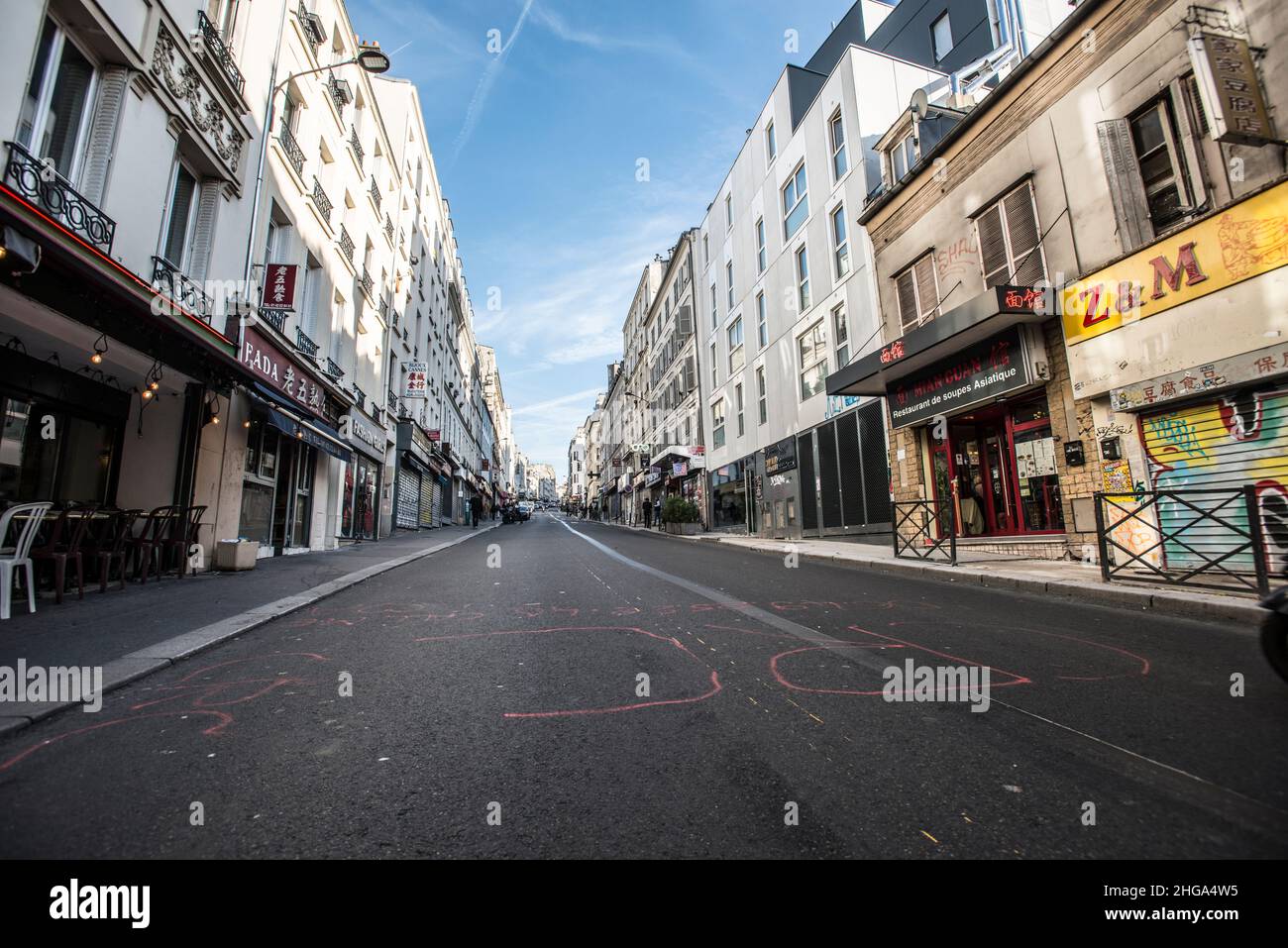 Una giornata ordinaria nel quartiere Belleville, Parigi Foto Stock