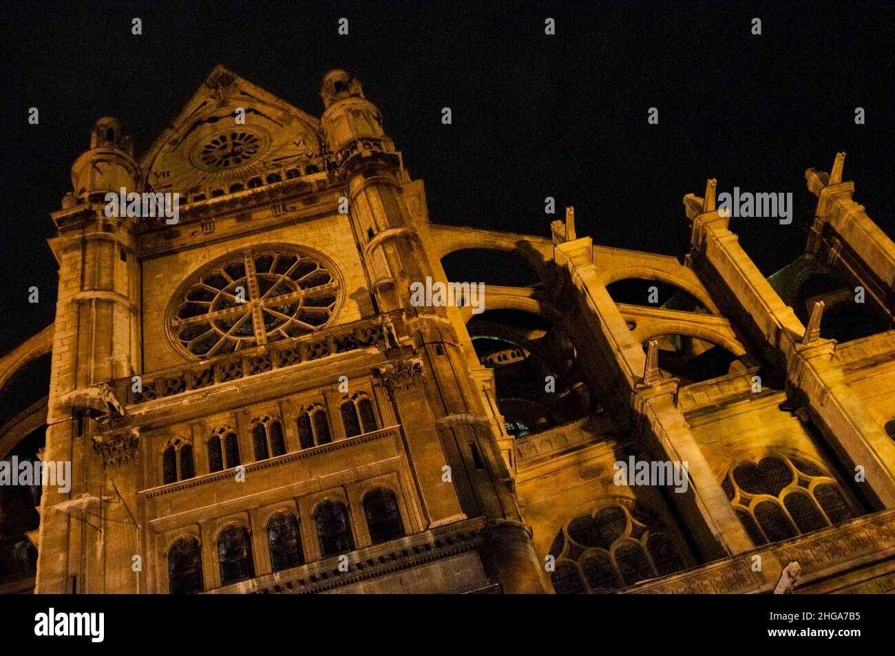 Gothic Église Saint Eustache Parigi, Francia. Foto Stock