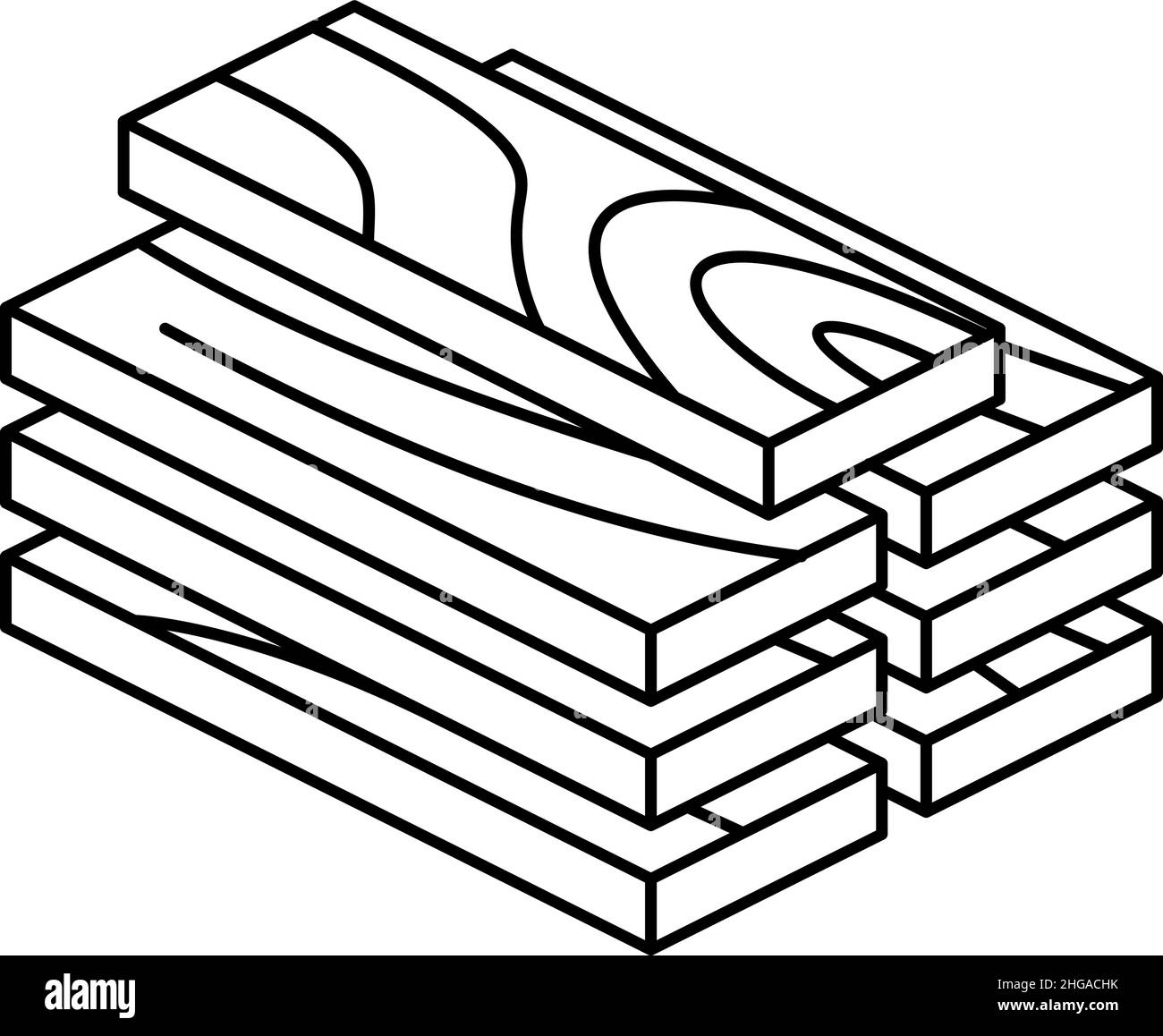 Icona asse di legno. Pila di pannelli di legno. Materiale di costruzione del pavimento Illustrazione Vettoriale
