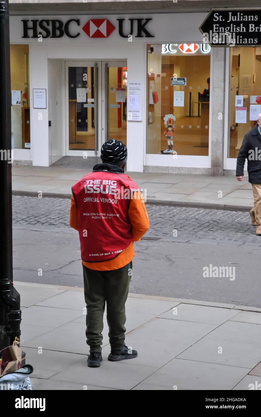 Un grande venditore di problemi per strada a Shrewsbury Foto Stock