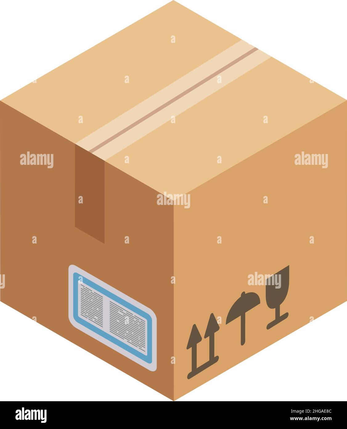 Icona scatola di cartone. Pacchetto carico chiuso isometrico Illustrazione Vettoriale